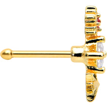Load image into Gallery viewer, 20G 1/4 Clear Red Gem Gold Tone Star Snowflake Nose Bone
