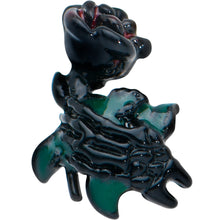 Load image into Gallery viewer, 20G 7mm Black Skeleton Flower Halloween L Shape Nose Ring
