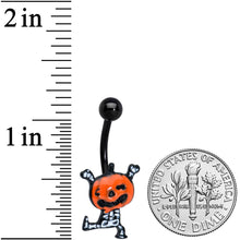 将图片加载到图库查看器，Black Dancing Skeleton Pumpkin Happy Halloween Belly Ring
