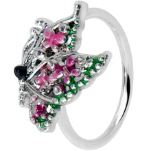 Load image into Gallery viewer, 20G 5/16 Pink Gem Openwork Butterfly Wings Nose Hoop
