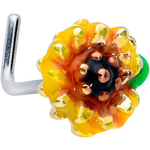 Load image into Gallery viewer, 20G 7mm Clear Purple Gem Summer Sunflower L Shape Nose Ring
