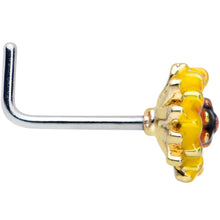 Load image into Gallery viewer, 20G 7mm Clear Purple Gem Summer Sunflower L Shape Nose Ring
