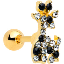 Load image into Gallery viewer, 16G 1/4 Black Gem Gold Tone Decadent Deer Cartilage Tragus
