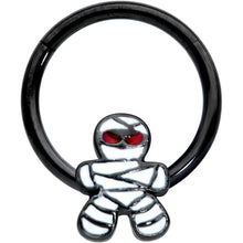 将图片加载到图库查看器，16G 3/8 Black Red Eye Mummy Halloween Segment Ring
