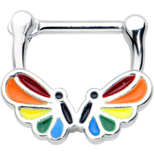 将图片加载到图库查看器，16G 5/16 Pride Rainbow Stripes Butterfly Cartilage Clicker
