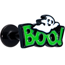 Load image into Gallery viewer, 16G 5/16 Black Green Boo Ghost Halloween Labret Monroe Tragus
