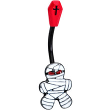 Load image into Gallery viewer, Black Red Coffin Mummy Halloween Belly Ring
