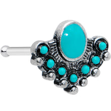 Load image into Gallery viewer, 20G 1/4 Blue Turquoise Stone Southwest Shield Nose Bone
