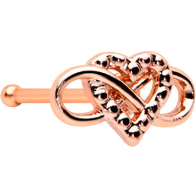 Load image into Gallery viewer, 20G 1/4 Rose Gold Tone Textured Infinity Heart Nose Bone
