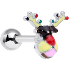 Load image into Gallery viewer, 16G 1/4 Colorful Reindeer Christmas Cartilage Tragus Earring
