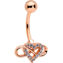 Load image into Gallery viewer, Clear Cubic Zirconia Gem Rose Gold Tone Infinity Heart Belly Ring
