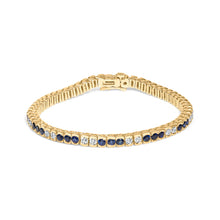 Load image into Gallery viewer, 14K Yellow Gold 1 3/4 Cttw Diamond and 5.0 Cttw Blue Sapphire Bezel Set Tennis Bracelet (G-H Color, SI1-SI2 Clarity) - 7" Inches
