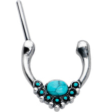 Load image into Gallery viewer, 16G 5/16 Blue Turquoise Stone Shield Cartilage Clicker
