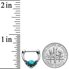 Load image into Gallery viewer, 16G 5/16 Blue Turquoise Stone Shield Cartilage Clicker
