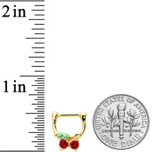将图片加载到图库查看器，16G 5/16 Red Green Gem Gold Tone Tasty Cherry Cartilage Clicker
