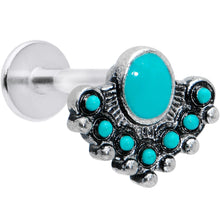 Load image into Gallery viewer, 16G 5/16 Blue Turquoise Stone Shield Labret Monroe Tragus

