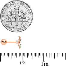 Load image into Gallery viewer, 16G 1/4 Rose Gold Tone Tiny Ladybug Leaves Cartilage Tragus
