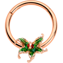 Load image into Gallery viewer, 16G 3/8 Rose Gold Tone Tiny Ladybug Leaves Hinged Segment Ring

