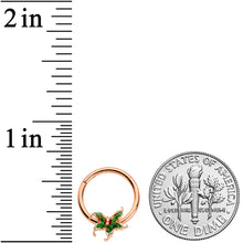 Load image into Gallery viewer, 16G 3/8 Rose Gold Tone Tiny Ladybug Leaves Hinged Segment Ring
