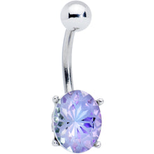 将图片加载到图库查看器，Purple Gem Oval Flower Mandala Stylish Elegance Belly Ring
