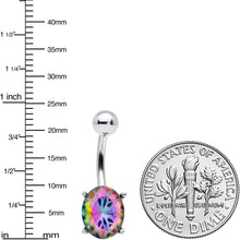 将图片加载到图库查看器，Vitrail Gem Oval Flower Mandala Stylish Elegance Belly Ring
