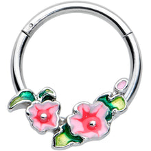 将图片加载到图库查看器，16G 3/8 Lovely Pink Flowers Hinged Segment Ring
