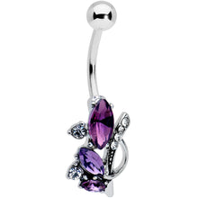 将图片加载到图库查看器，Clear Purple Gem Abstract Elegance Belly Ring
