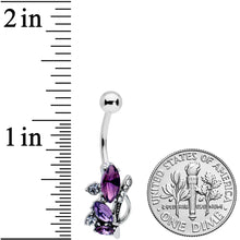 将图片加载到图库查看器，Clear Purple Gem Abstract Elegance Belly Ring
