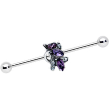 Load image into Gallery viewer, 14G Purple Gem Abstract Elegance Industrial Barbell 38mm
