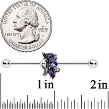 Load image into Gallery viewer, 14G Purple Gem Abstract Elegance Industrial Barbell 38mm

