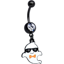 Load image into Gallery viewer, Clear Gem Black Date Night Ghosts Halloween Dangle Belly Ring Set of 2
