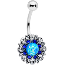 Load image into Gallery viewer, Blue Synthetic Opal Skies Are Blue Sun Belly Ring

