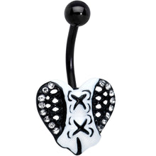 将图片加载到图库查看器，Clear Gem Black White Corset Heart Valentines Day Belly Ring
