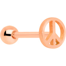 Load image into Gallery viewer, Rose Gold Tone Talking About Peace Sign Barbell Tongue Ring
