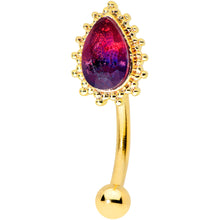 Load image into Gallery viewer, 16G 5/16 Purple Tourmaline Gold Tone Drop Curved Eyebrow Ring
