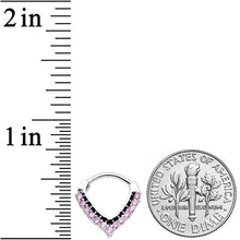 Load image into Gallery viewer, 16G 5/16 Pink CZ Gem Classic Chevron Cartilage Clicker
