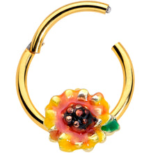 将图片加载到图库查看器，16G 3/8 Gold Tone Summer Sunflower Hinged Segment Ring
