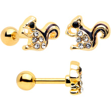 Load image into Gallery viewer, 16G 1/4 Clear Gem Gold Hue Autumn Acorn Cartilage Tragus Set of 3
