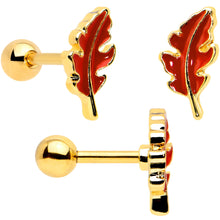 Load image into Gallery viewer, 16G 1/4 Clear Gem Gold Hue Autumn Acorn Cartilage Tragus Set of 3
