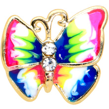 Load image into Gallery viewer, 16G 5/16 Clear Gem Gold Hue Bright Butterfly Labret Monroe Tragus
