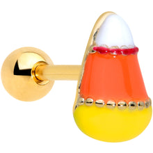 Load image into Gallery viewer, 16G 1/4 Gold Tone Candy Corn Halloween Cartilage Tragus Earring
