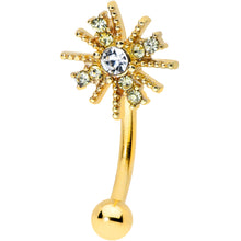 Load image into Gallery viewer, 16G 5/16 Clear Gem Gold Tone Star Christmas Curved Eyebrow Ring
