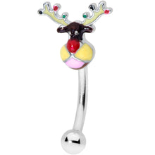 Load image into Gallery viewer, 16G 5/16 Colorful Reindeer Christmas Curved Eyebrow Ring
