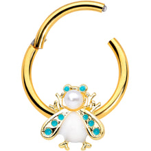 将图片加载到图库查看器，16G 3/8 White Gem Gold Tone Snow Bug Hinged Segment Ring
