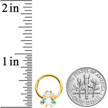 将图片加载到图库查看器，16G 3/8 White Gem Gold Tone Snow Bug Hinged Segment Ring
