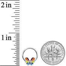 将图片加载到图库查看器，16G 3/8 Pride Rainbow Stripes Butterfly Hinged Segment Ring
