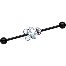 Load image into Gallery viewer, 14G Black Red Eyed Mummy Halloween Industrial Barbell 38mm
