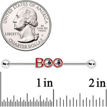 Load image into Gallery viewer, 14G Black Gem Boo Halloween Industrial Barbell 38mm
