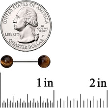 Load image into Gallery viewer, 14G 1/2 Elegant Brown Tiger Eye Barbell Nipple Ring Set
