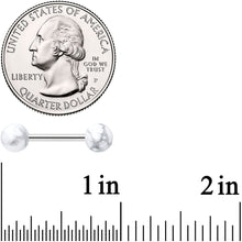 Load image into Gallery viewer, 14G 1/2 Elegant White Howlite Barbell Nipple Ring Set
